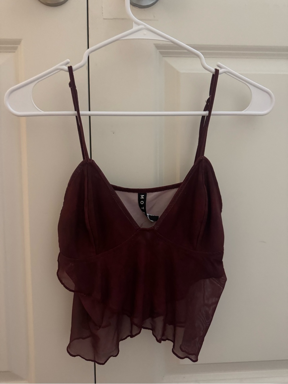 Motel Rocks Sheer V-Neck Burgundy Cami Top